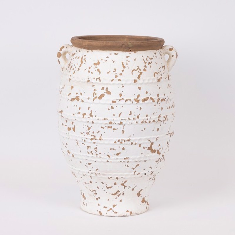 ESTHETI home Πυθάρι Τσιμεντένιο Λευκό/Καφέ 30x29x40.5cm